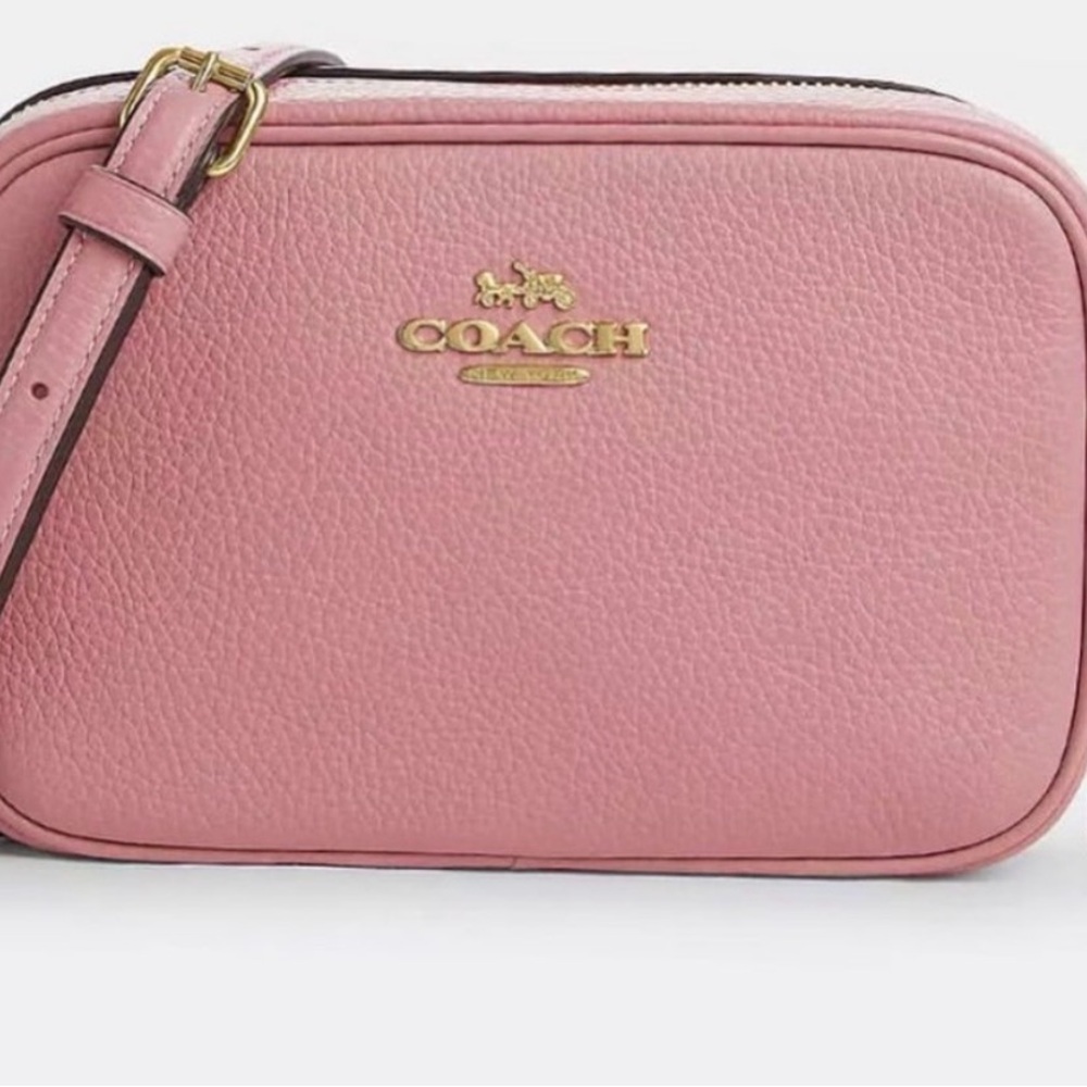 Coach Pink Pebbled Leather Crossbody Camera Bag